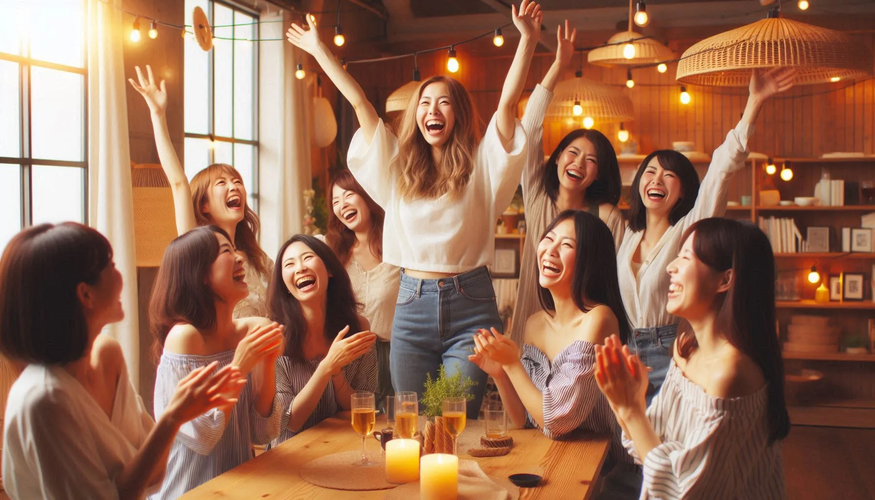 Groups of women enjoying a joyful social gathering