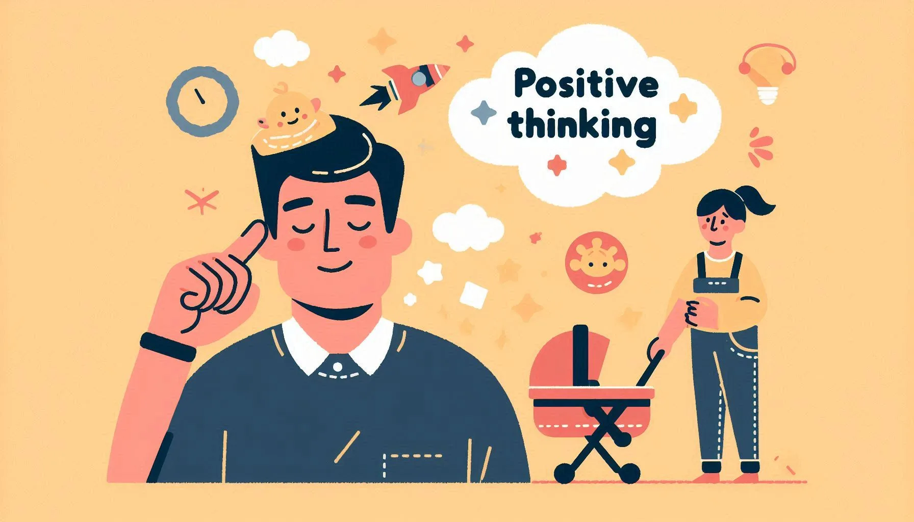 Positive thinking message illustration